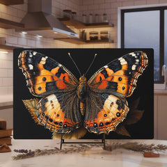 Monarch Butterfly Glass Cutting Board, Rustic Insect Art Kitchen Decor, Botanical Nature-Inspired Gift
