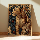 Leopard in Jungle Wall Art, Vintage Botanical Canvas, Tropical Safari Animal Decor, Elegant Home Accent, Gift for Wildlife Lovers