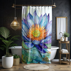 Alcohol Ink Lotus Shower Curtain, Vibrant Floral Bathroom Decor, Modern Artistic Water Bloom, Colorful Botanical Bath Panel