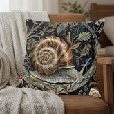 Woodland Snail Pillow, William Morris Inspired Botanical Cushion, Nature Throw Pillow, Rustic Forest Couch Accent, Vintage Snail Pillowcase