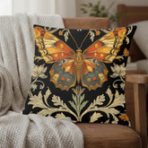 Vintage Monarch Butterfly Pillow, Golden Floral Cushion, William Morris Inspired Throw Pillow, Nature Decor Accent, Garden Room Pillowcase