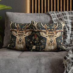 Woodland Vintage Deer Pillow William Morris Inspired, Deer Cushion Cover, Wildlife Living Room Decor, Whimsical Throwpillow