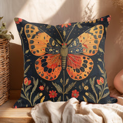 Butterfly Meadow Pillow, Vintage Floral Cushion, William Morris Inspired Throw Pillow, Botanical Insect Pillowcase, Cottagecore Couch Accent