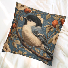 Vintage Bluebird Floral Pillow Cover, William Morris Style Cushion, Cottagecore Home Decor, Rustic Botanical Throw, Nature Inspired Accent