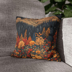 Autumn Mountain Floral Pillow, William Morris Nature Cushion, Vintage Botanical Throw Pillow, Fall Pillowcase, Rustic Cottage Accent