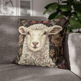 Lamb William Morris Inspired Pillow Case, Victorian Style Throw Pillow, Square Pillowcase Rustic Farmhouse Decor, Lamb Throw Pillow Cover