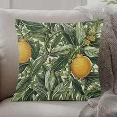 Lemon Grove Pillow, Vintage Botanical Citrus Cushion, William Morris Inspired Throw Pillow, Kitchen Garden Accent, Green Leaf Pillowcase