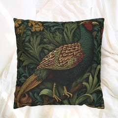 Pheasant Throw Pillow William Morris Bird, Autumn Sofa Accent, Rustic Decorative Pillow, Nature Inspired Home Decor