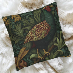 Pheasant Throw Pillow William Morris Bird, Autumn Sofa Accent, Rustic Decorative Pillow, Nature Inspired Home Decor