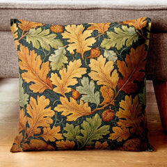 Autumn Leaf Throw Pillow, William Morris Botanical Cushion, Thanksgiving Throw Pillow, Vintage Decorative Sofa Accent, Fall Home Decor