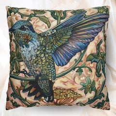 William Morris Blue Bird Pillow, Vintage Bird Accent Cushion, Nature-Inspired Throw Pillow, Decorative Pillow Case for Sofa