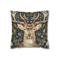 Woodland Vintage Deer Pillow William Morris Inspired, Deer Cushion Cover, Wildlife Living Room Decor, Whimsical Throwpillow