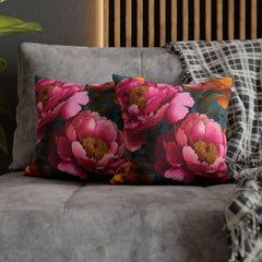 Vibrant Peony Throw Pillow, Pink and Orange Floral Cushion, Bold Botanical Home Decor, Colorful Cottagecore Accent