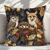 Woodland Animal Throw Pillow, Fox Owl Hedgehog Forest Cushion, Double Sided Print Fall Decor, Polyester Cozy Nature Pillow