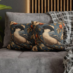 Vintage Bluebird Floral Pillow Cover, William Morris Style Cushion, Cottagecore Home Decor, Rustic Botanical Throw, Nature Inspired Accent