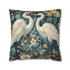 White Egrets William Morris Style Pillowcases, Classic Throw Pillow and Pillow Cover, Square Size Pillow, Living Room Decor, Morris Decor