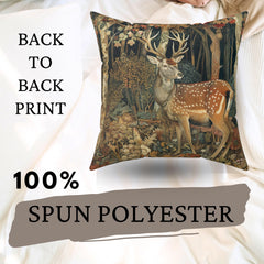 Deer in Forest Autumn Pillow William Morris Inspired, Nature-Inspired Home Decor, Fall Decorative Pillow, Rustic Woodland Accent