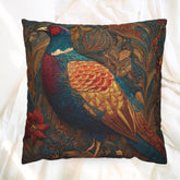 Batik Pheasant Pillow, Colorful Bird Cushion Cover, Ornate Folk Art Throw Pillow, Vibrant Animal Home Decor, Boho Wildlife Accent