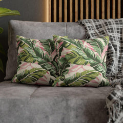 Tropical Pillow Pink And Sage Pillow Palm Leaf Pillow Cover Botanical Cushion Leaf Accent Pillows Tropical Pillow Case Tropical Home decor