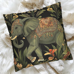 Bohemian Elephant Pillow Cover, Vintage Art Nouveau Pillow, William Morris Style Pillow, Boho Accent Pillow, Art Nouveau Throw Pillow Case