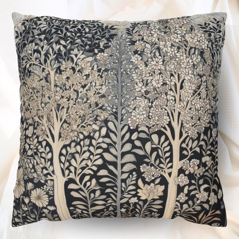 William Morris Forest Pillow, Vintage Botanical Throw Pillow, Neutral Cushion for Living Room, Botanical Accent Pillow for Home Decor