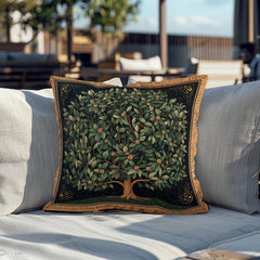 Ornamental Botanical Tree Throw Pillow, Vintage Garden Foliage Cushion, Classic Greenery Decor, Timeless Nature Accent Pillow