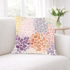 Pastel Mosaic Floral Pillow, Soft Colorful Flower Cushion, Abstract Petal Pattern Throw Pillow, Light Spring Pillowcase, Cozy Home Decor