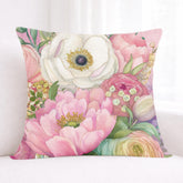 Blush Garden Floral Pillow, Soft Flower Cushion, Romantic Botanical Throw Pillow, Pastel Cottagecore Pillowcase, Elegant Spring Decor