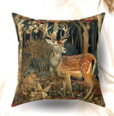 Deer in Forest Autumn Pillow William Morris Inspired, Nature-Inspired Home Decor, Fall Decorative Pillow, Rustic Woodland Accent