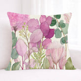 Pink Botanical Pillow, Soft Watercolor Floral Throw Pillow, Pastel Garden Nature Cushion, Cottage Bloom Pillowcase, Serene Home Decor
