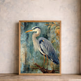 William Morris Bird Wall Art Print, Arts and Crafts Heron Canvas Decor, Victorian Botanical Portrait Artwork, Vintage Heron Canvas Decor