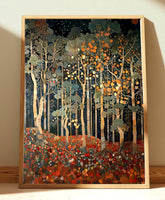 Autumn Forest Wall Art, William Morris Style Canvas, Woodland Botanical Decor, Vintage Home Accent, Gift for Nature Lovers