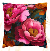 Vibrant Peony Throw Pillow, Pink and Orange Floral Cushion, Bold Botanical Home Decor, Colorful Cottagecore Accent