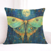 Luna Moth Moonlight Pillow, Mystical Insect Botanical Cushion, Celestial Nature Throw Pillow, Art Nouveau Moth Pillowcase, Moody Home Decor