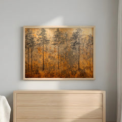 Vintage Woodland Landscape Wall Art, Rustic Pine Forest Canvas Print, Nature Landscape Decor, Cabin Lodge Wall Art