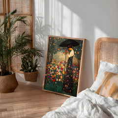 Floral Garden Wall Art, Romantic Woman Portrait Print, Vintage Inspired Framed Canvas, Cottage Botanical Home Decor, Elegant Bloom Accent
