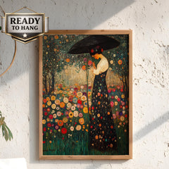 Floral Garden Wall Art, Romantic Woman Portrait Print, Vintage Inspired Framed Canvas, Cottage Botanical Home Decor, Elegant Bloom Accent