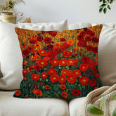 Red Poppy Throw Pillow, Vintage Floral Cushion Cover, Bold Botanical Flower Pillowcase, Cottagecore Farmhouse Accent Decor Gift