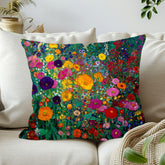Wildflower Throw Pillow, Bright Floral Cushion Cover, Botanical Garden Pillowcase, Cottagecore Farmhouse Decor Accent