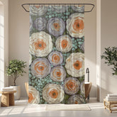Cottage Garden Shower Curtain, Soft Floral Bathroom Decor, Vintage Botanical Bath Panel, Rustic Flower Curtain Gift