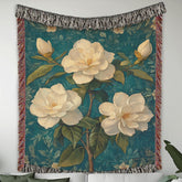 Vintage Gardenias Throw Blanket, Floral Picnic Blanket, William Morris Inspired Blanket, Living Room Couch Blanket, Nature-Inspired Blanket