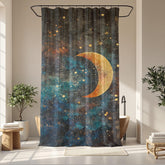 Celestial Moon Shower Curtain, Starry Night Bathroom Decor, Boho Galaxy Bath Panel, Mystical Space Curtain, Cosmic Lover Gift