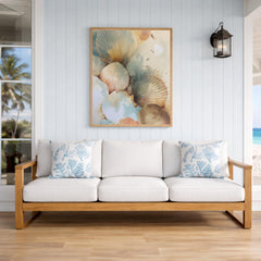 Seashell Wall Art, Coastal Neutral Abstract Framed Canvas, Soft Beach Shell Print, Ocean Inspired Decor, Minimalist Coastal Artwork