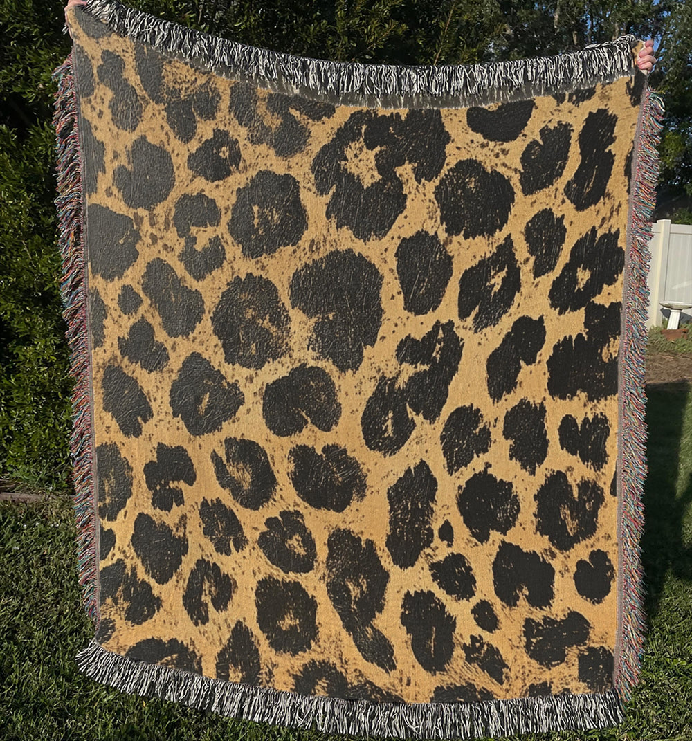 Leopard Print Throw Blanket, Animal Pattern Picnic Blanket, Vintage Blanket Living Room Couch Blanket, Nature-Inspired Blanket, Cozy Blanket