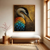 Vibrant Colors Heron Canvas Wall Art, Coastal Bird Decor, Heron Abstract Print