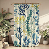 Seaweed Shower Curtain, Coastal Botanical Bathroom Decor, Ocean Plant Bath Curtain, Nautical Bathroom Style