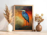 Coastal Heron Canvas Wall Art, Rustic Wildlife Print, Nautical Home Decor, Nature Heron Print