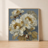 Vintage Peony Wall Art, Rustic Floral Canvas Print, Cottagecore Flower Decor, Antique Botanical Artwork, French Country Home Accent