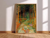 Forest Garden Wall Decor, Woodland Path Framed Canvas, Botanical Nature Landscape Artwork, Cottagecore Home Accent