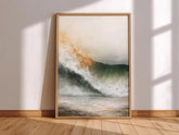 Neutral Ocean Wave Poster, Coastal Beach Framed Canvas, Soft Sea Artwork Prints, Minimal Coastal Home Decor